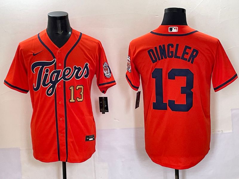 Men Detroit Tigers 13 Dingler Orange Game 2025 Nike MLB Jersey style 001